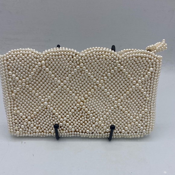 Japan Handbags - Vintage Cream Faux pearl Beaded Clutch/Purse Made In Japan iPhone 11 Fits in bag